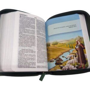 BIBLIA INFANTIL RV60 CON CREMALLERA VERDE CON ANIMALES
