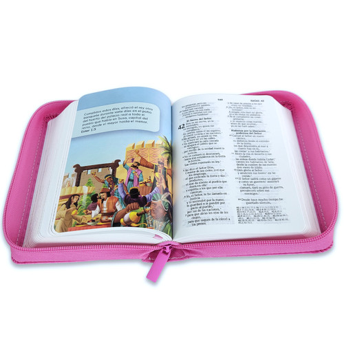 BIBLIA NIÑA REINA VALERA 2020 CON CREMALLERA COLOR ROSA