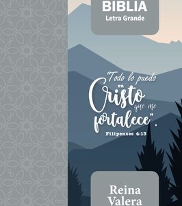 BIBLIA RV60 CON CREMALLERA, COLOR GRIS CON ESTAMPADO CON VERSICULO