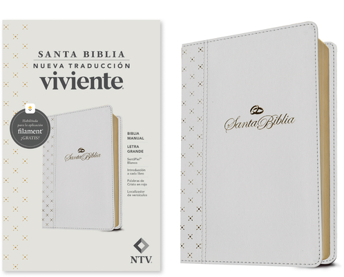 BIBLIA NTV LETRA GRANDE, TAMAÑO MANUAL, SÍMIL PIEL, BLANCA