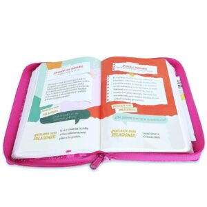 BIBLIA RVR 1960 INTERACTIVA PARA NIÑOS LETRA GRANDE ROSA SIMIL PIEL CON CIERRE