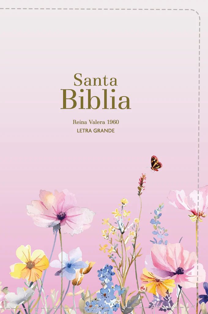 BIBLIA RVR 1960 COMPACTA LETRA GRANDE 11 PUNTOS SIMIL PIEL ROSA FLORES CON CIERRE E INDICE - Imagen 2