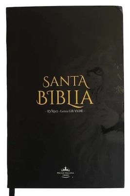 BIBLIA RVR60 TAMAÑO MANUAL LETRA GRANDE TAPA FLEX NEGRO CON LEON