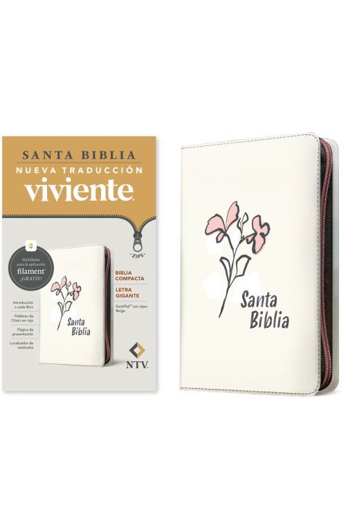 BIBLIA COMPACTA NTV LETRA GIGANTE CON CREMALLERA, CON FILEMENT, SENTIPIEL BEIG - Imagen 2