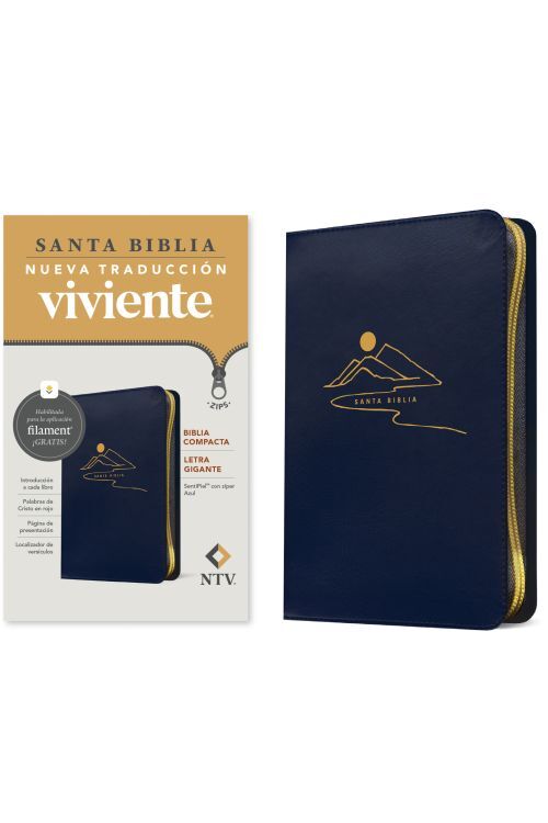 BIBLIA COMPACTA NTV LETRA GIGANTE CON CREMALLERA, CON FILAMENT, SENTIPIEL AZUL