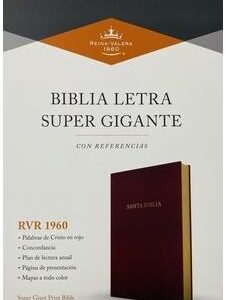 BIBLIA RVR 1960 LETRA SÚPER GIGANTE, BORGOÑA, IMITACIÓN PIEL
