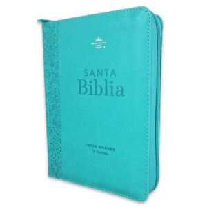BIBLIA RVR1960 COMPACTA TURQUESA FLORAL, SÍMIL PIEL, CON CIERRE