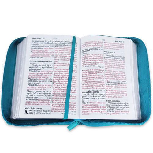 BIBLIA RVR1960 COMPACTA TURQUESA FLORAL, SÍMIL PIEL, CON CIERRE - Imagen 2