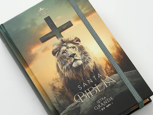 Biblia RVR60 TAMAÑO MANUAL LETRA GRANDE TAPA DURA CON ELASTICO: LEON Y CRUZ - Imagen 4
